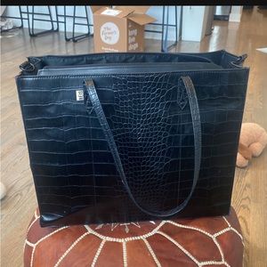 Beis Large Work Tote in Black Croc
